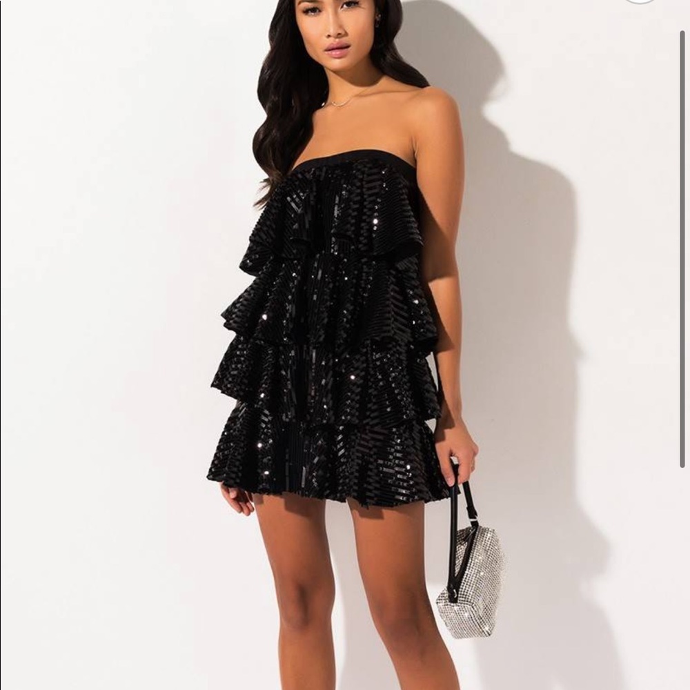 Akira Sequin Tiered Mini Dress